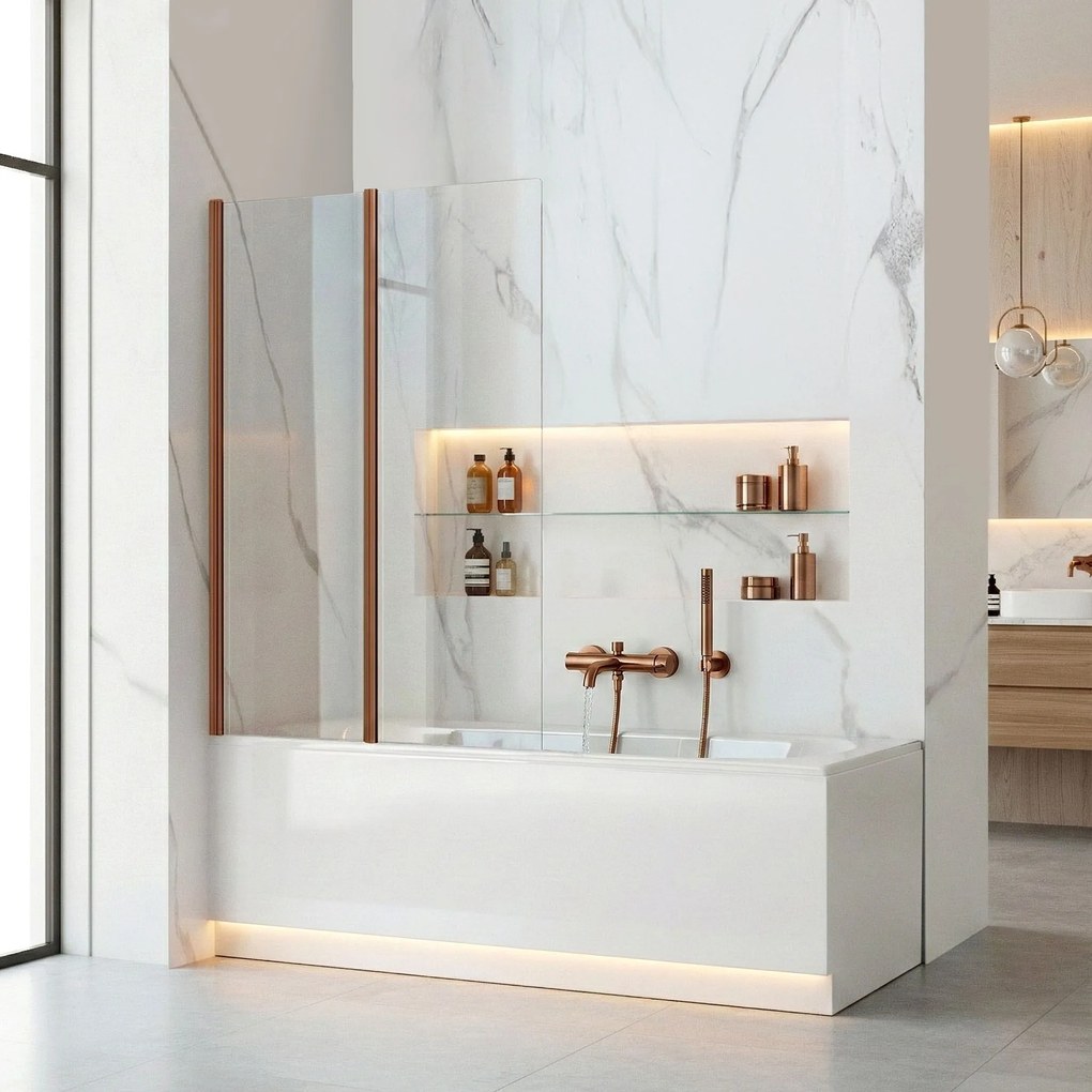 Параван подвижен за вана Rea Agat-2 100 Brush Copper