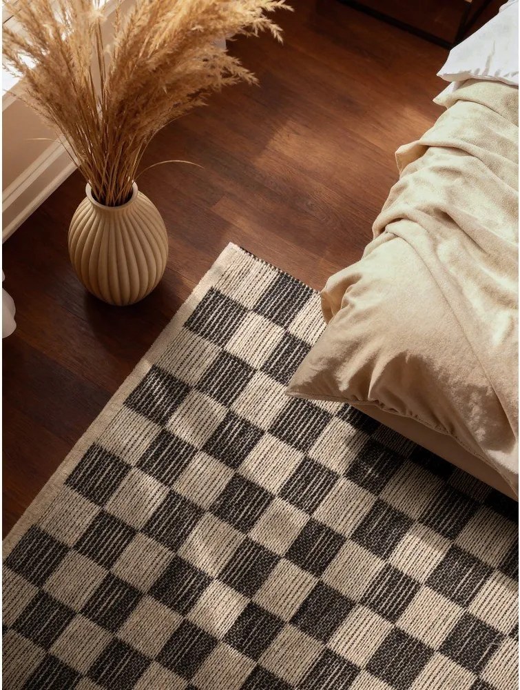 Черен/кремав двустранен/ръчно изработен килим със смес от юта 200x300 cm Rex – Hanse Home