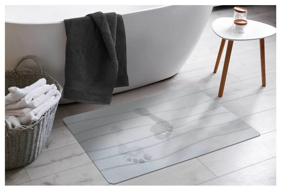 Сив килим за баня 50x70 cm Ondelina – douceur d'intérieur