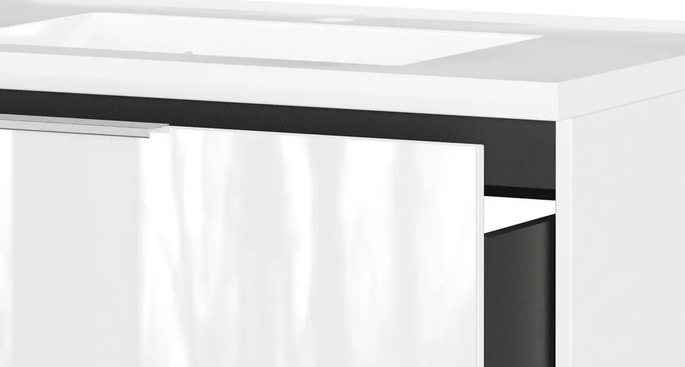 Бял гланцов стенен шкаф за мивка 81x61 cm Celano – Germania