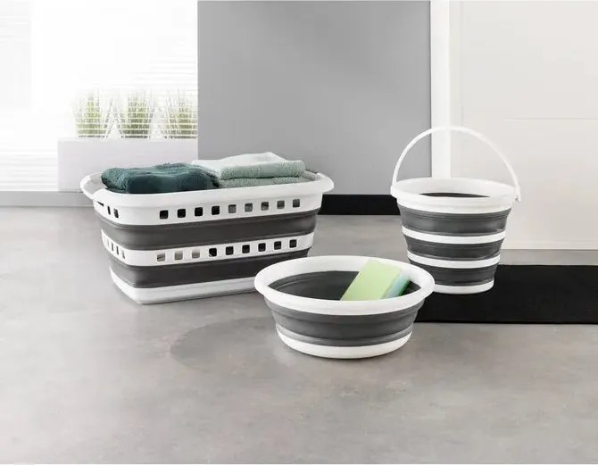 Сгъваема кофа 5five 10L - Бяла/Сива, компактна и практична