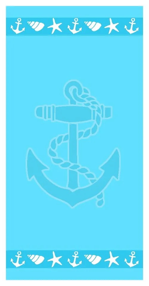 Синя памучна плажна кърпа от тери 70x140 cm Anchor – B.E.S.