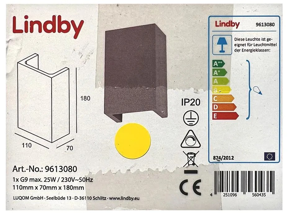 Lindby - Аплик SMIRA  1xG9/25W/230V