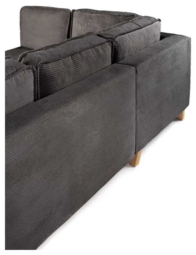 Сив сгъваем ъглов диван от рипсено кадифе (ляв ъгъл) Tori – Bonami Selection