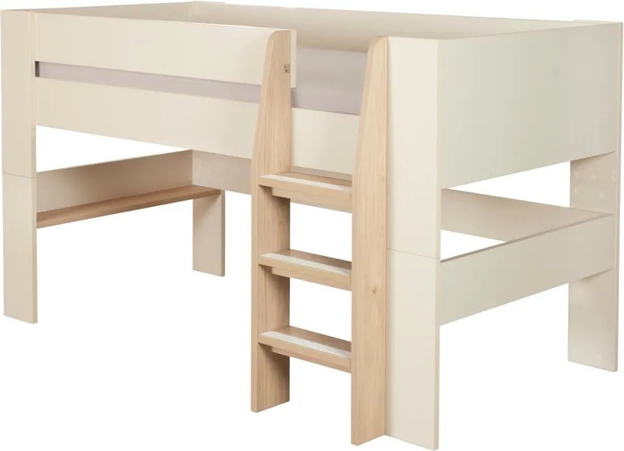 Бежово детско легло 90x200 cm повдигнато без ламелно дъно Loft – Roba