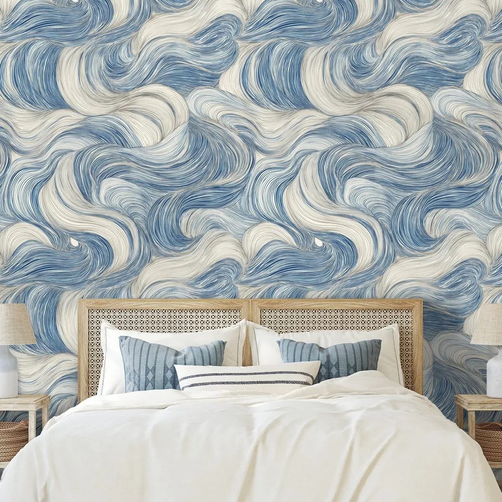 Самозалепващ фототапет – Сини вълни в движение