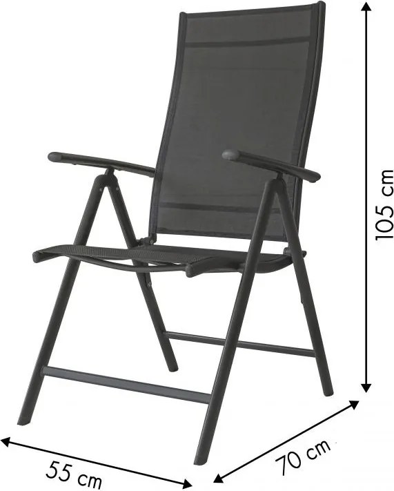 Комплект от 2 черни градински стола, регулируеми в 7 позиции