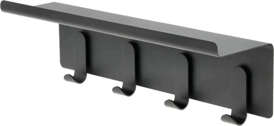 Черна стоманена стенна закачалка с рафт 11,5 cm A-Hallway – Zone