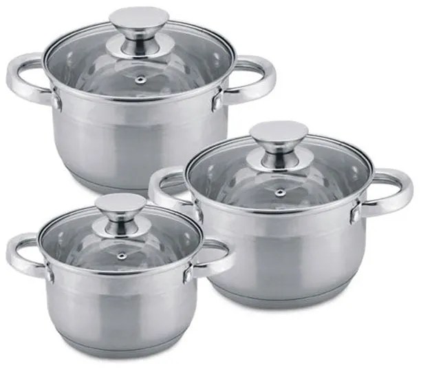 Комплект тенжери HAUS ROLAND, HR-131-2 , 3 броя, с капак, ф18, 20, 22см, инокс, мат