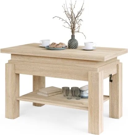 БРАВО Дъб Сонома - РАЗТЕГАТЕЛНА ХОЛНА МАСА С ПОВДИГАЩ МЕХАНИЗЪМ И С РАФТ