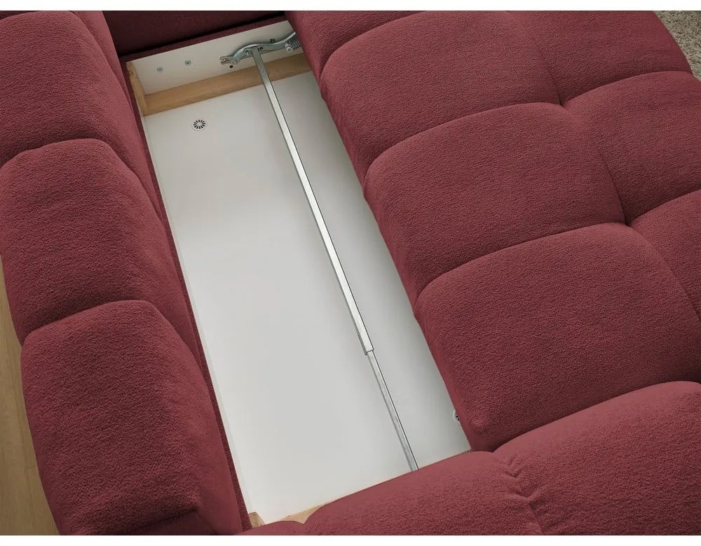 Бордо шенилов сгъваем/с място за съхранение ъглов диван (десен ъгъл/L форма) Everest – Bobochic Paris