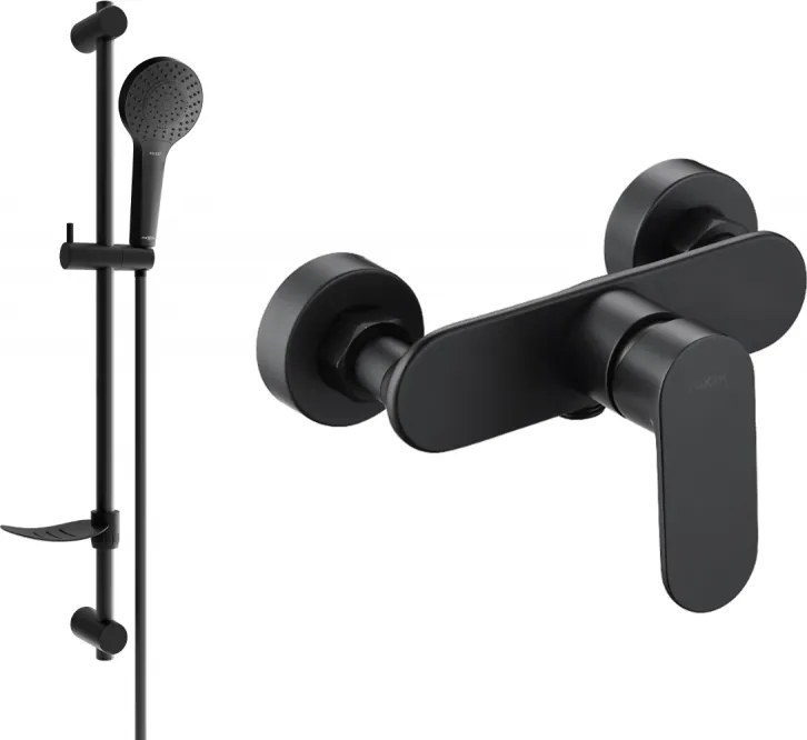 Mexen Milo DF05 душ батерия с душ комплект, черна - 7134R05-70