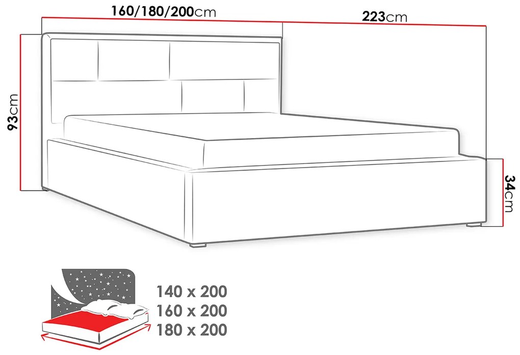 Тапицирано легло Deco-140 x 200-Anthraki