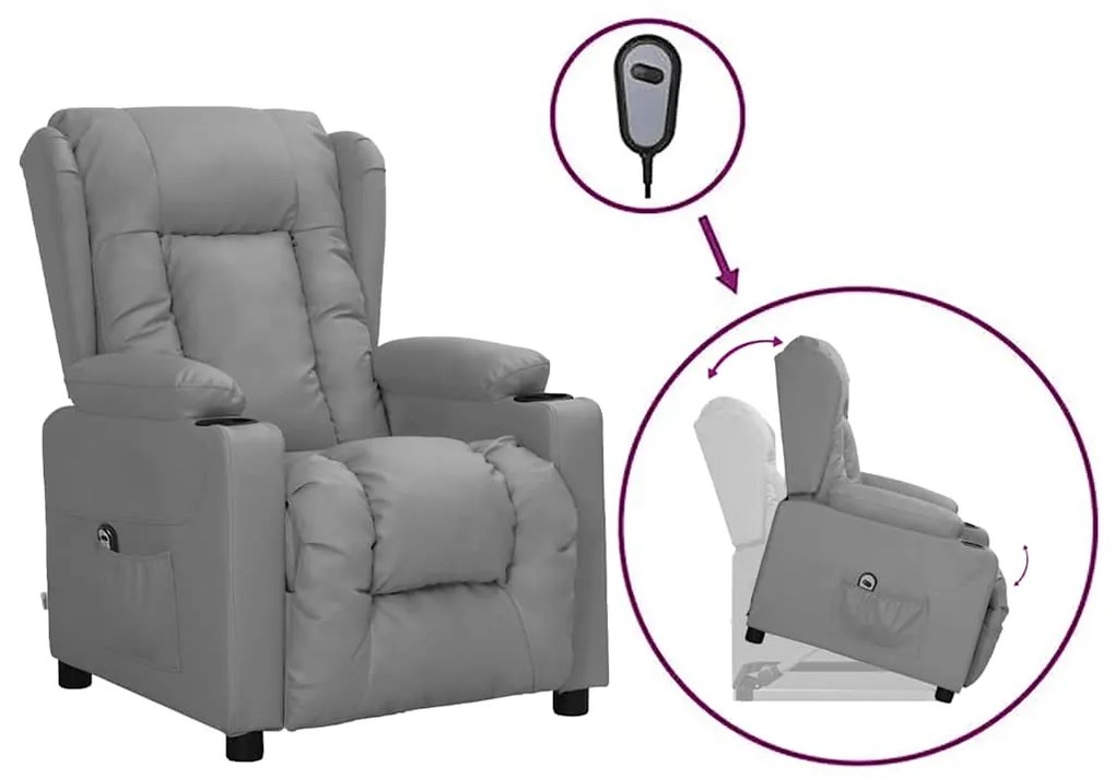 3093447 vidaXL Изправящ стол, сив, изкуствена кожа