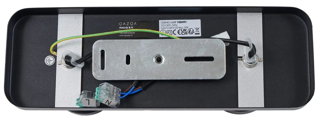 Дизайнерски таванен прожектор черен GU10 70mm 2-лампи регулируем - Vo