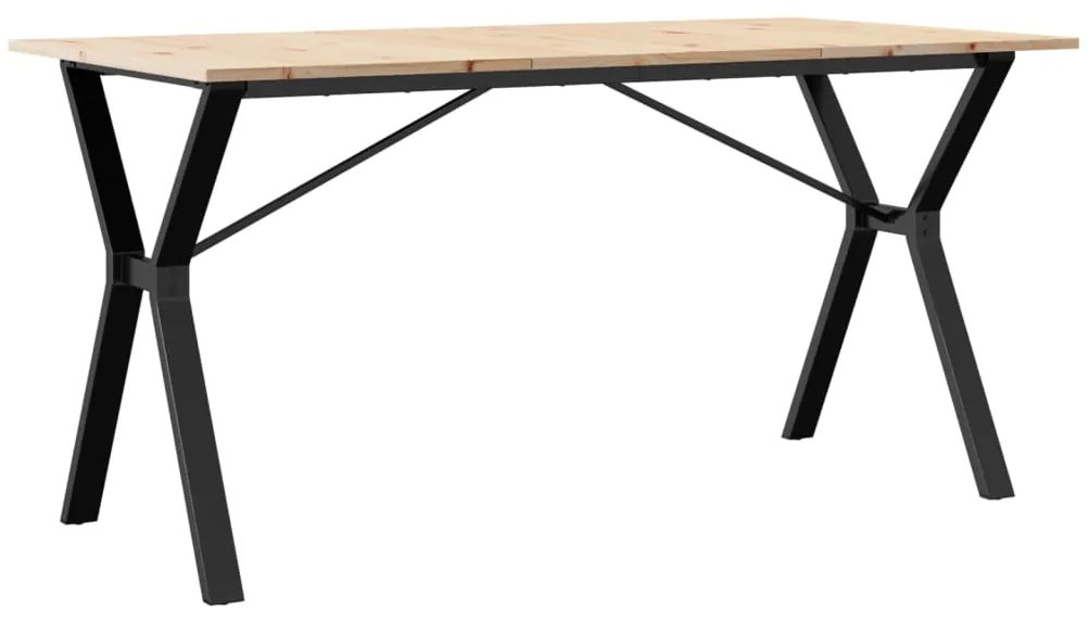 3282721 vidaXL Трапезна маса Y-образна рамка 160x80x75 см бор масив и стомана