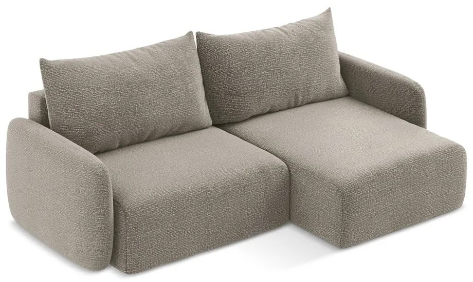 Бежов разтегателен ъглов диван с място за съхранение (десен ъгъл) Kalena – Makamii