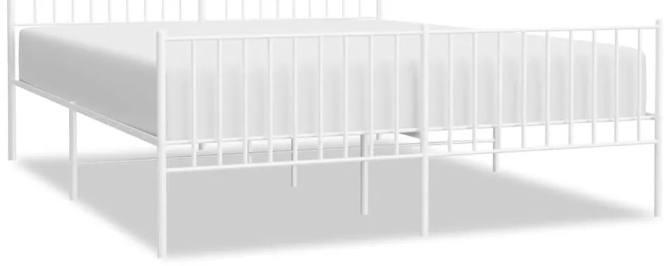 350952 vidaXL Метална рамка за легло с горна и долна табла, бяла, 160x200 см