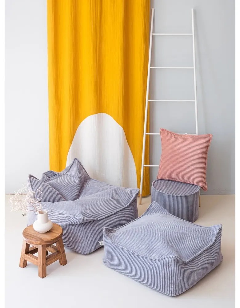 Син детски пуф от рипсено кадифе Square – Wigiwama