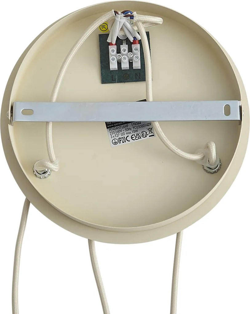 Скандинавска висяща лампа бежова с бяло стъкло кръгла 3 светлини - Wisp