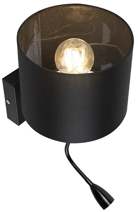 Модерна стенна лампа черна с черен абажур - Brescia