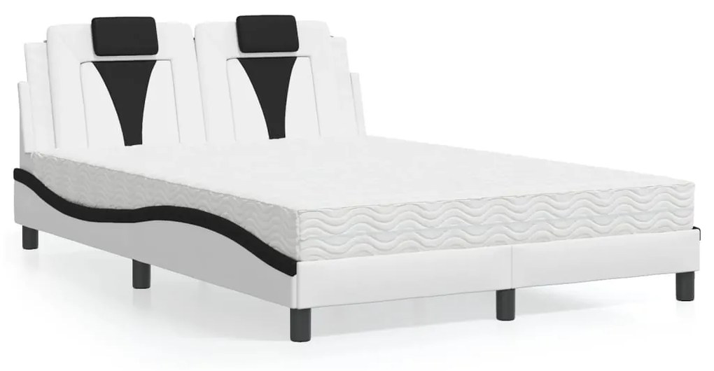 3208802 vidaXL Легло Viana без матрак, бяло и черно, 140x200 см, изкуствена кожа
