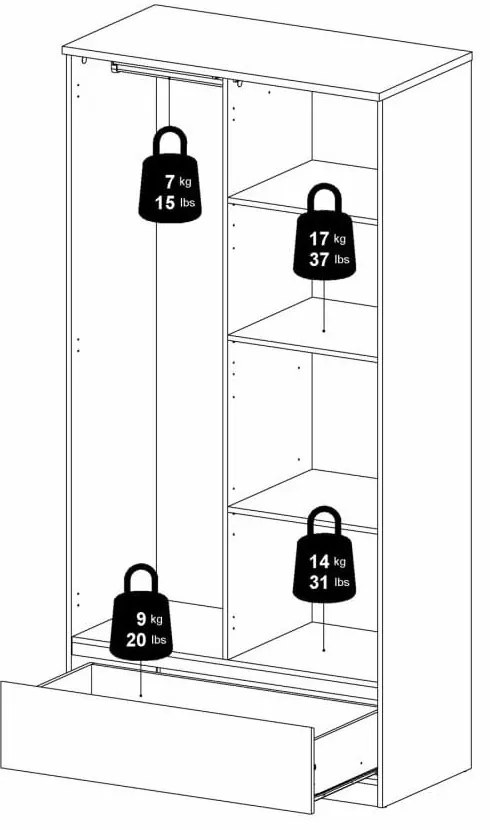 Бял гардероб 99x201 cm Naia - Tvilum