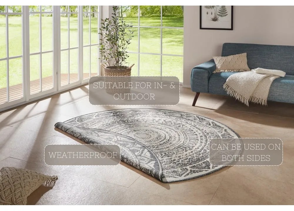 Сив и кремав килим за открито, ø 140 cm Siruma - NORTHRUGS