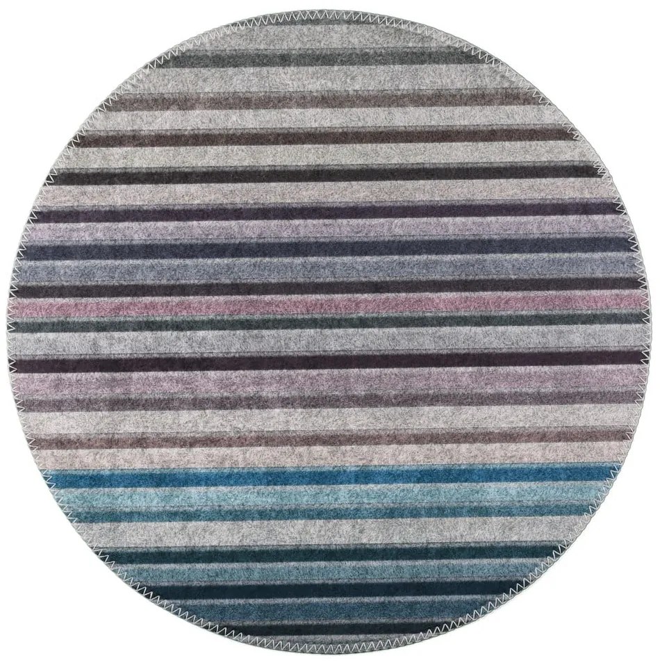 Синьо-сив миещ се кръгъл килим ø 100 cm - Vitaus