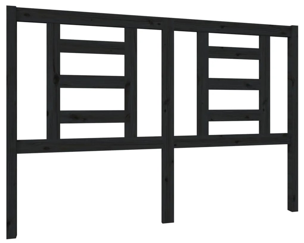 818824 vidaXL Горна табла за легло, черна, 146x4x100 см, бор масив