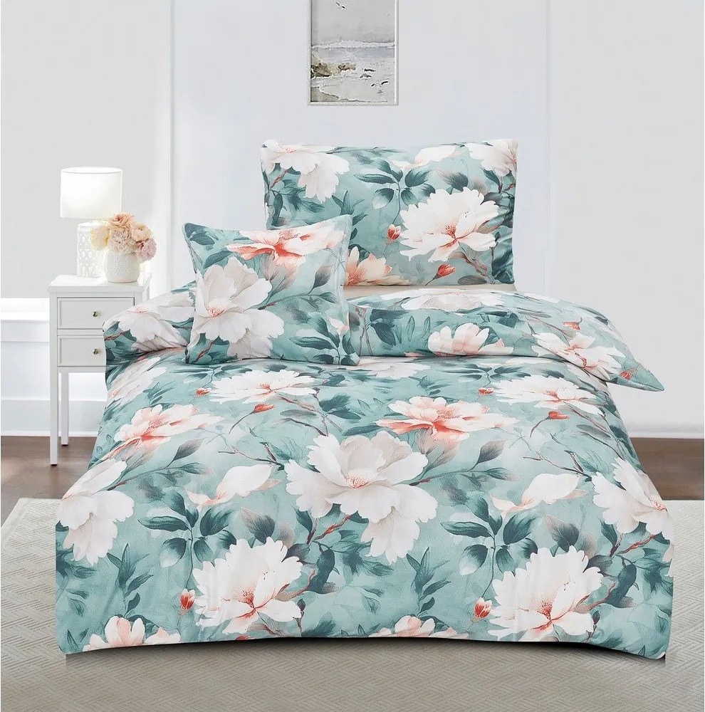 Тюркоазено единично спално бельо от микросатен 3 части 140x200 cm Selma – My House