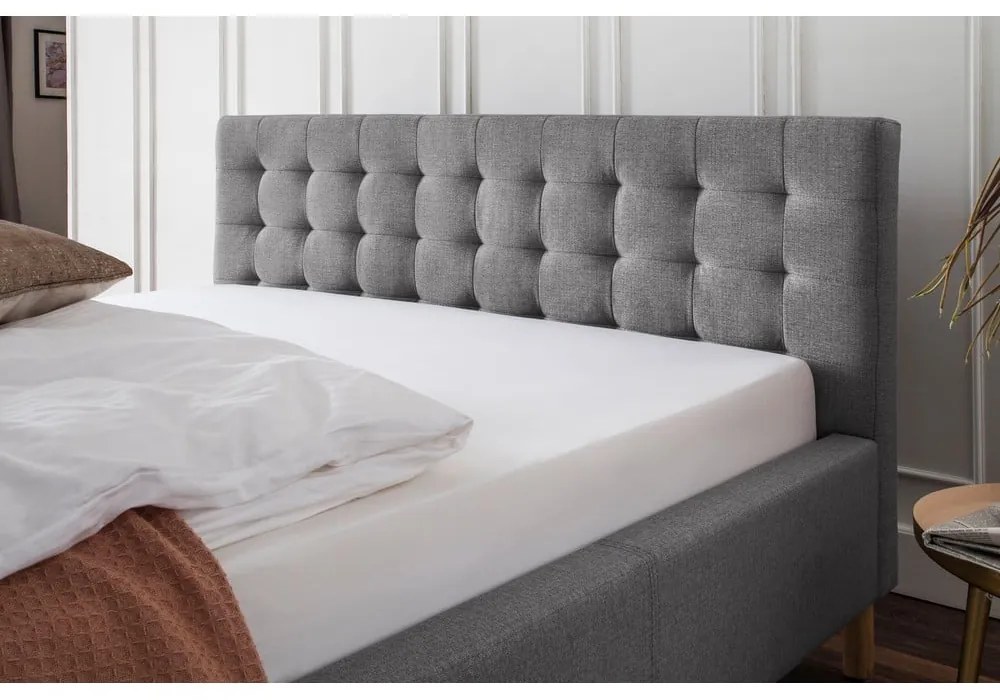 Светлосиво единично легло 120x200 cm тапицирано без ламелно дъно Malin – Meise Möbel