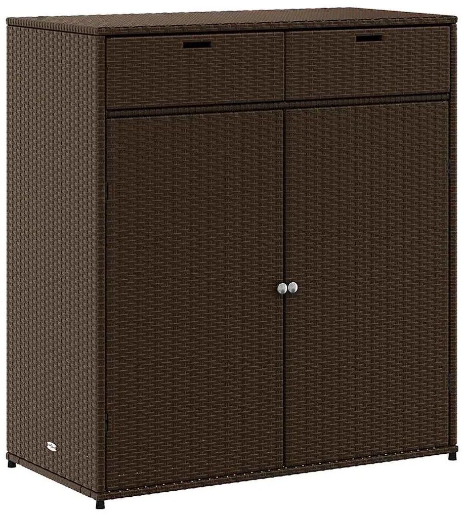 365564 vidaXL Градински шкаф за съхранение, кафяв, 105x55x113 см, полиратан