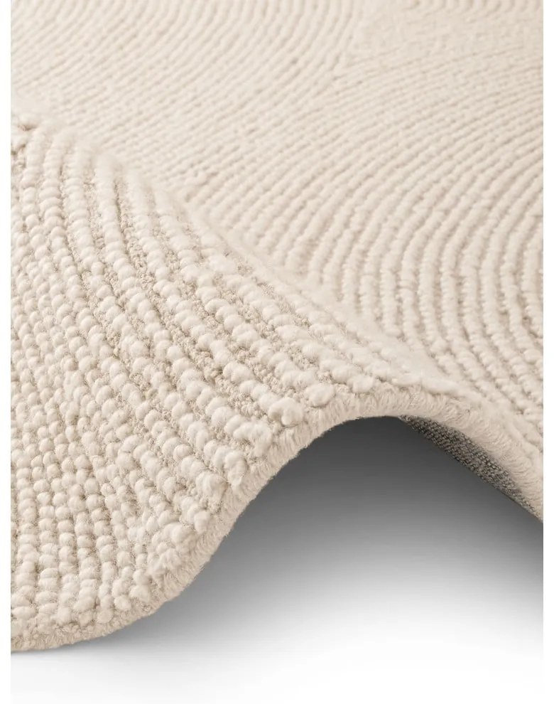 Ръчно изработен вълнен кръгъл килим в светло естествен цвят ø 150 cm Eleni Natural White – Hanse Home