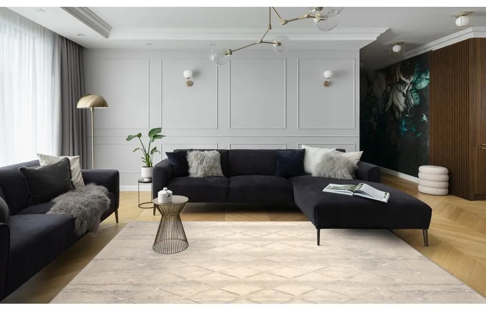 Кремав вълнен килим 133x180 cm Colette - Agnella