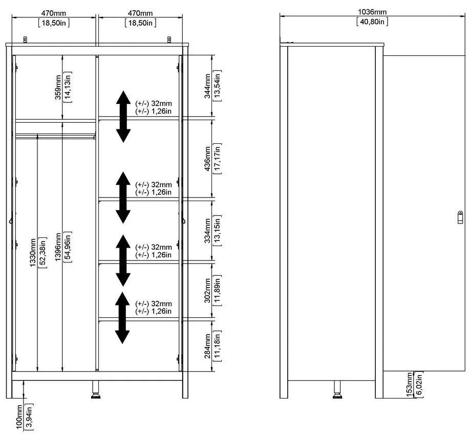 Черен гардероб 102x199 cm Madrid – Tvilum