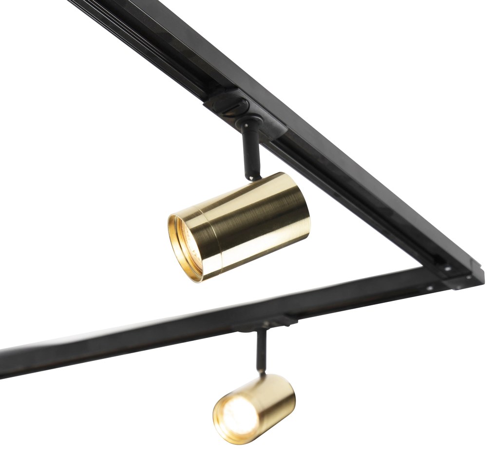 Релсова система с 5 прожектора 1-фазен черен със злато - Jeana