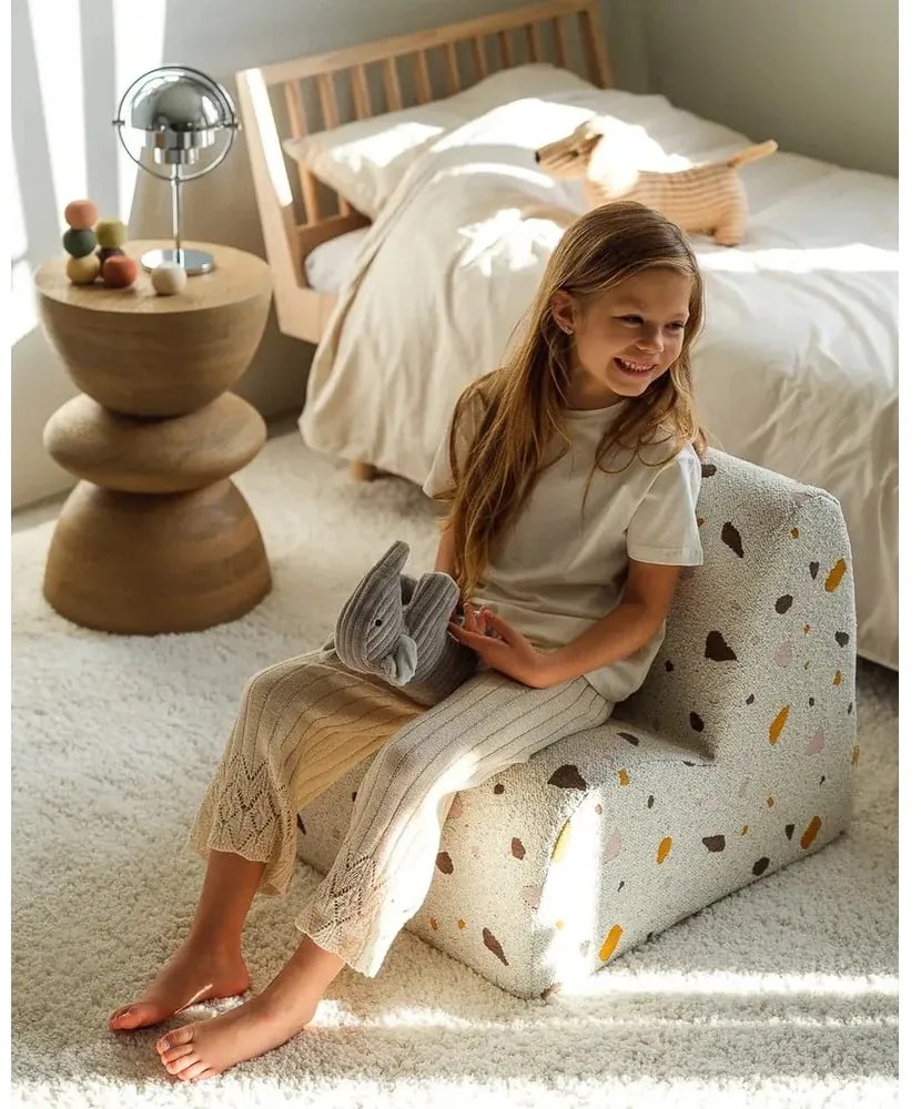 Бял детски стол от букле и шенил Terrazzo Cloud – Wigiwama