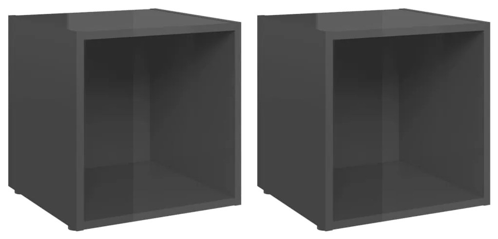 805523 vidaXL ТВ шкафове, 2 бр, сив гланц, 37x35x37 см, инженерно дърво