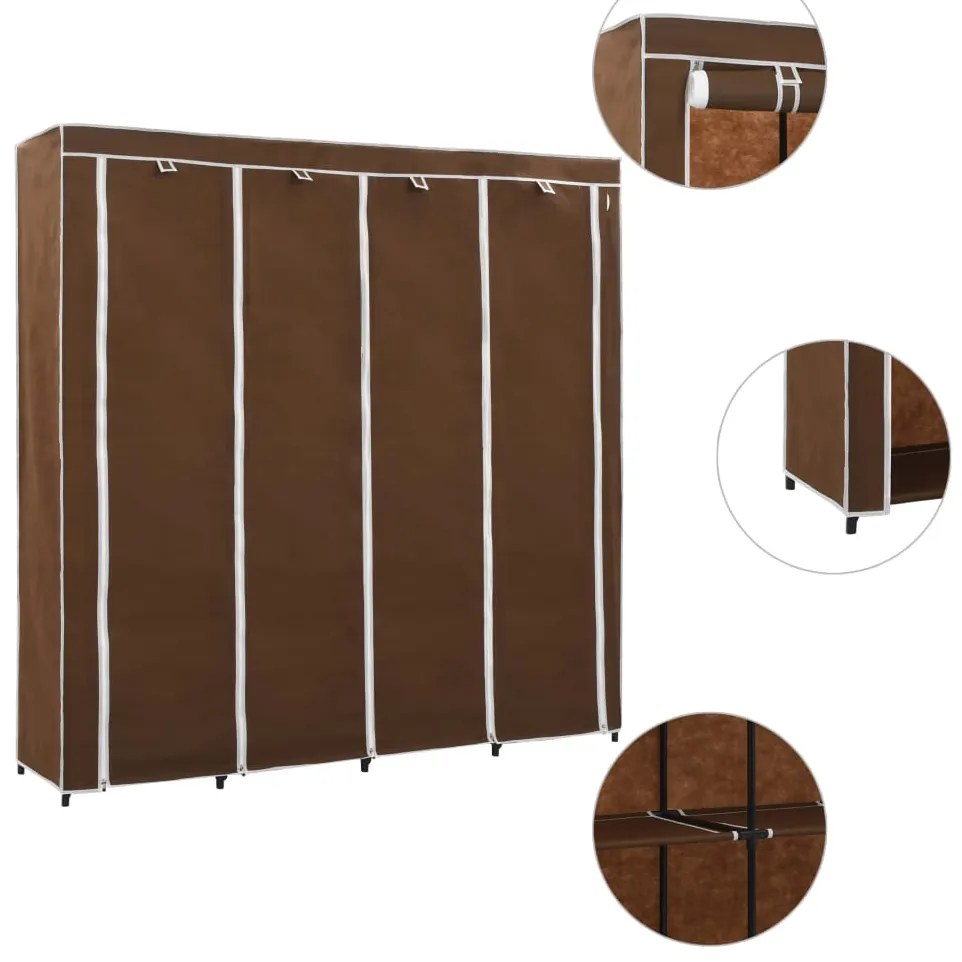 282446 vidaXL Гардероб с 4 отделения, кафяв, 175x45x170 см