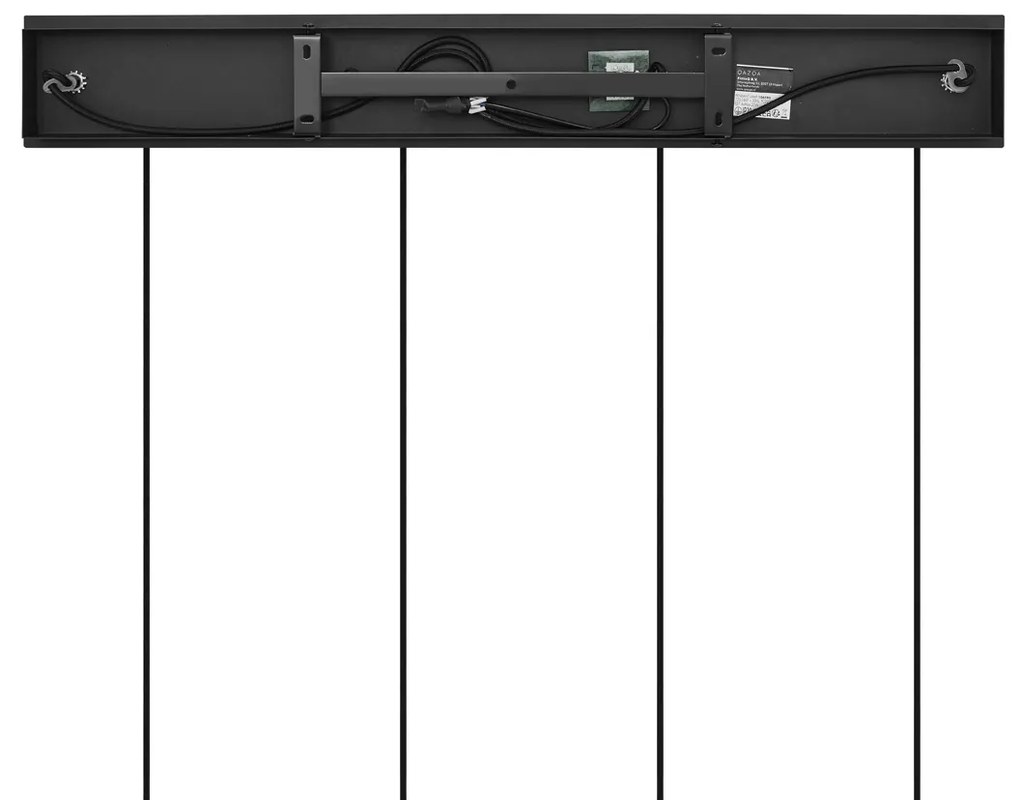 Арт Деко висяща лампа черна с опушено стъкло овална 4-светлина - Vidro