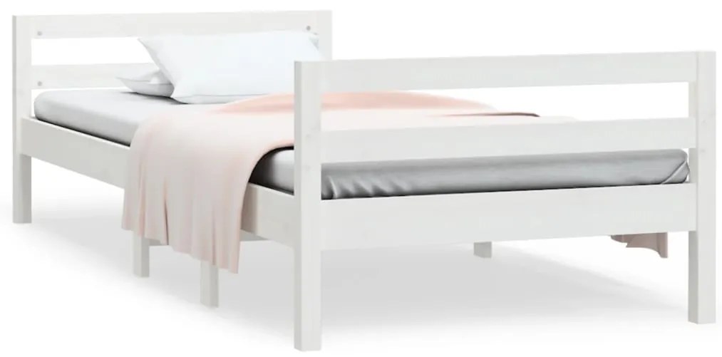 821635 vidaXL Рамка за легло без матрак, бял, 90x190 см, борово дърво масив