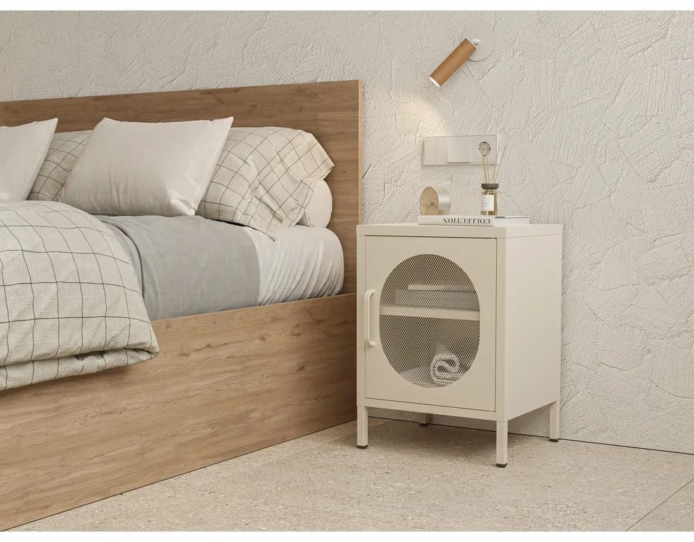 Кремаво метално нощно шкафче Diora – Marckeric