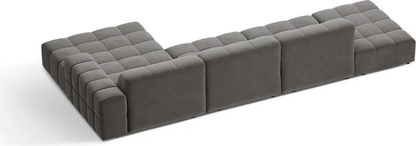 Сив кадифен ъглов диван (десен ъгъл/с лежанка) Chicago – Cosmopolitan Design