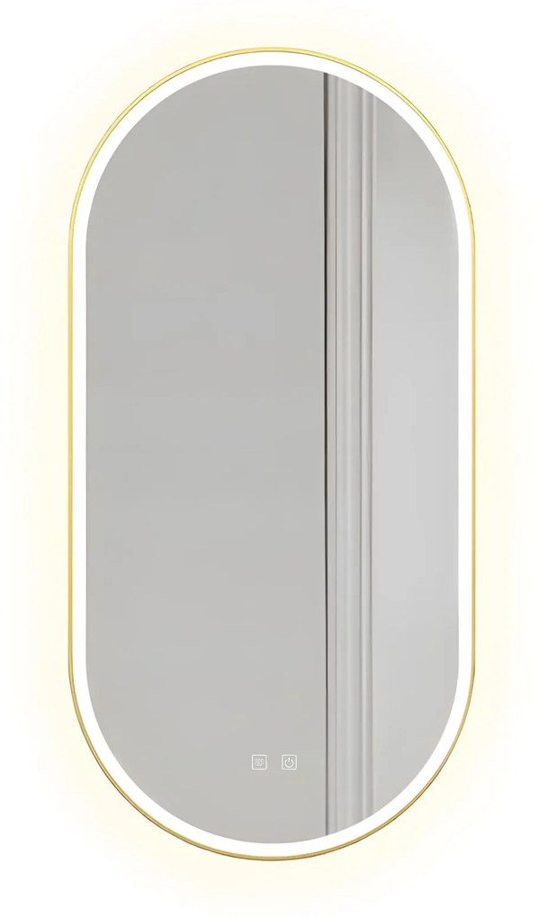 Огледало LED OVL 50x100cm Brush Gold