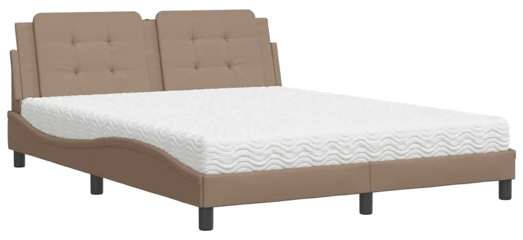 3208877 vidaXL Легло с матрак Zadar, капучино, 160x200 см, изкуствена кожа