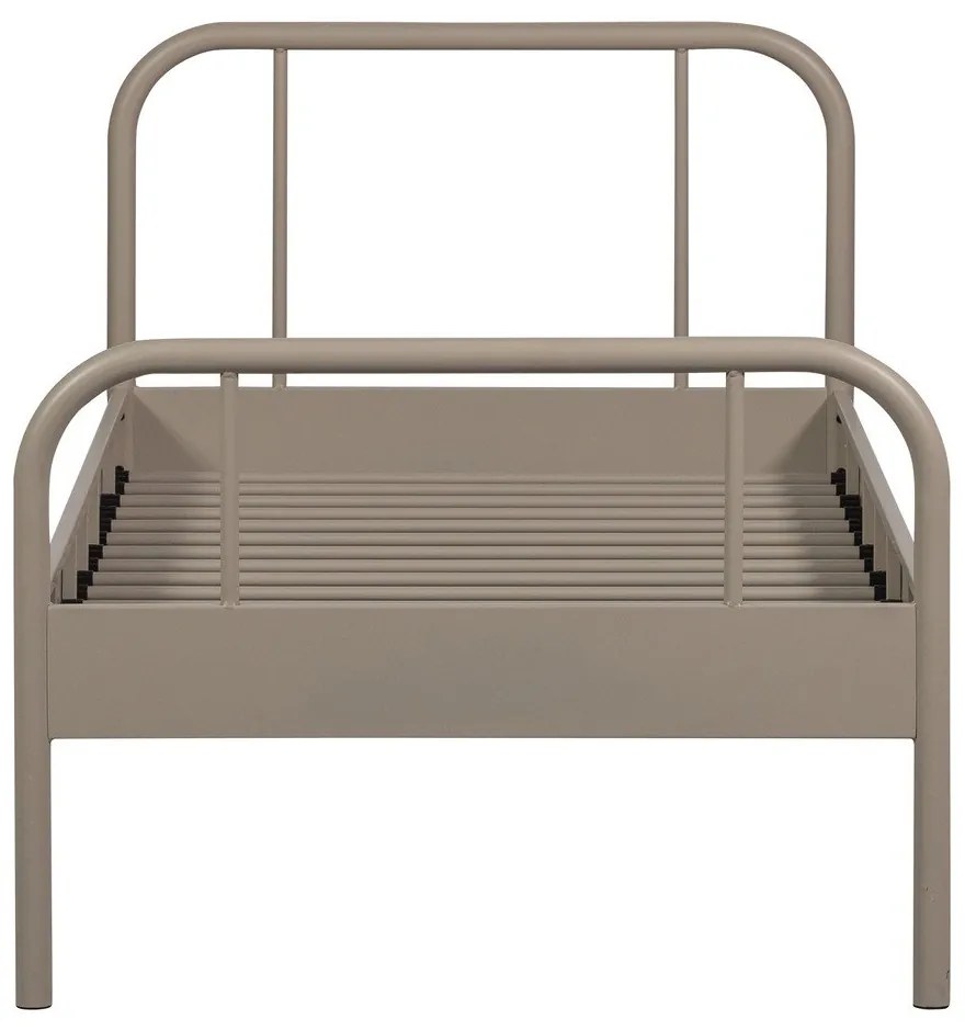 Бежово метално единично легло с включена подматрачна рамка 90x200 cm Mata – WOOOD