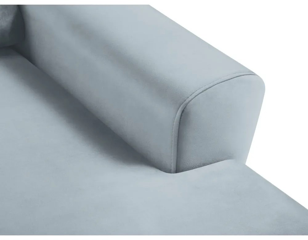 Светлосин кадифен разтегателен ъглов диван с място за съхранение (десен ъгъл) Kyoto – Cosmopolitan Design