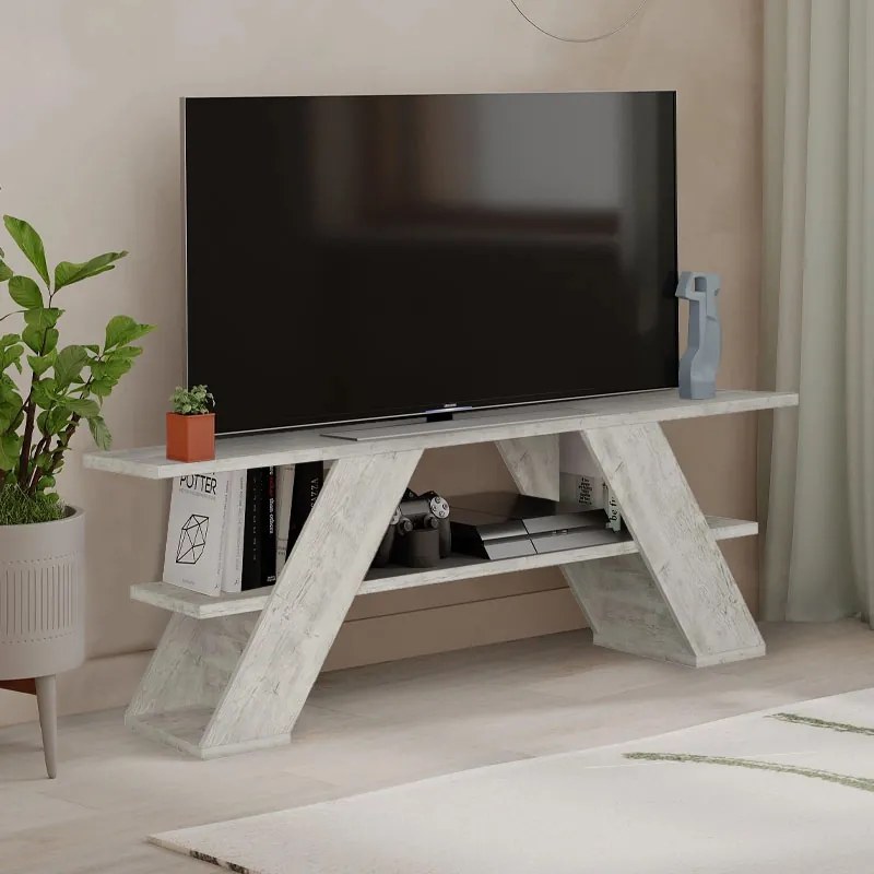 Меламинов ТВ шкаф Farfalla в цвят древен бял 120x33,5x40см.