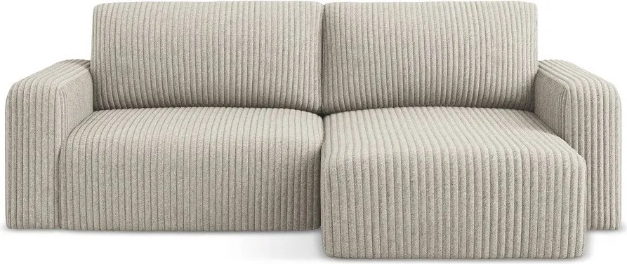 Бежов сгъваем/с място за съхранение ъглов диван от рипсено кадифе (десен ъгъл) Kona – Makamii